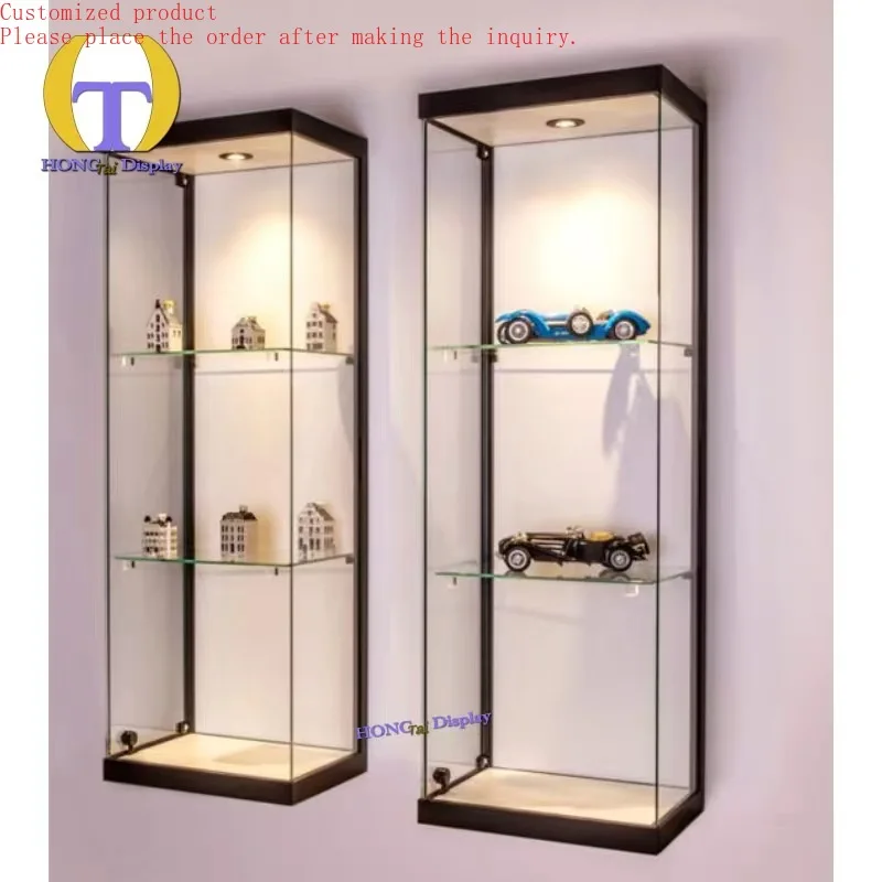 

Custom.New Design Luxury Creative Down Lights Custom Tempered Glass Cigarette Sales Two Layer Glass High Cabinet