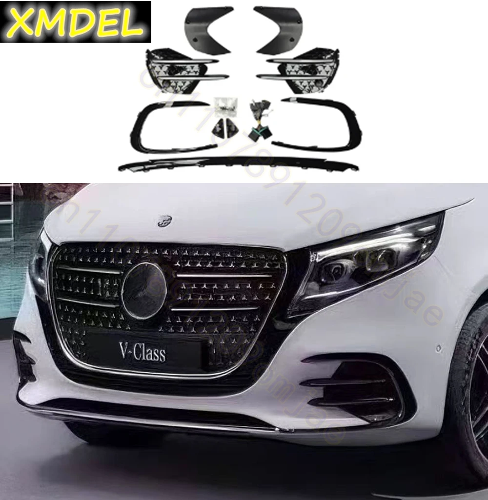 Für 24-25 Benz Vito V300 W448 Frontstoßstange Unterer Kühlergrill Nebelscheinwerferrahmen AMG-Grill Luftauslass Modifikationszubehör