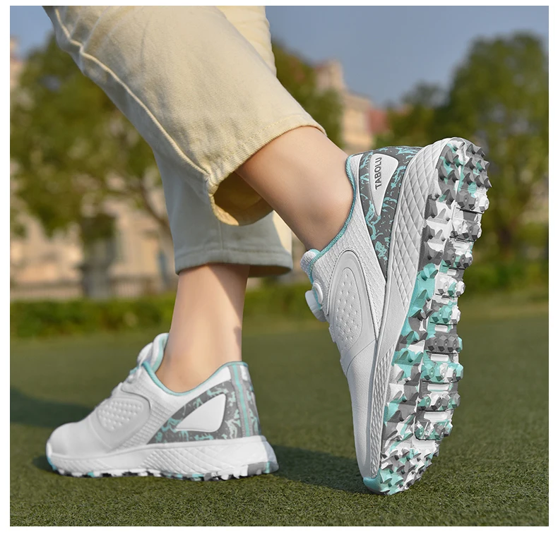 Weiße Golfschuhe für Herren und Damen, wasserdichte Golf-Turnschuhe, rutschfeste Golf-Turnschuhe ohne Spikes, Leder, Outdoor-Sport, Leder-Golfschuhe – Detail 16