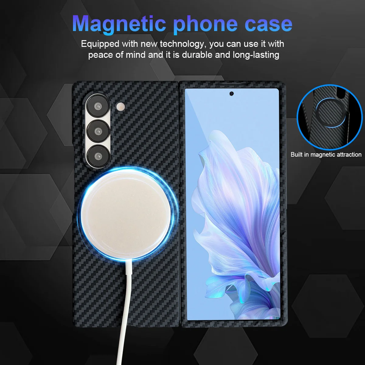 

Compatible with Samsung Fold8 Ultra/Fold7/Fold6/Fold5/Fold4/Fold3, built-in magnetic suction, integrated case and film with temp
