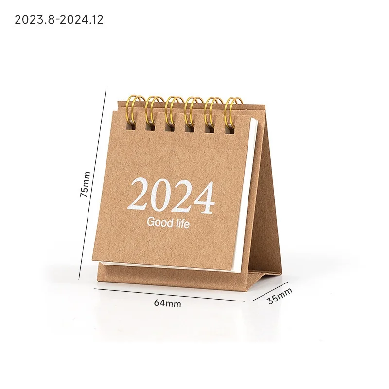 Refreshing Simple Solid Color 2024 Mini Desktop Paper Calendar Dual Daily Scheduler Table Planner Yearly Agenda Organizer Desk