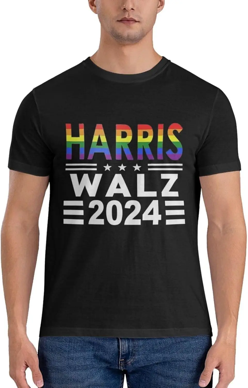 

Fashion style - Kamala Harris Waltz Walz 2024 Funny LGBTQ Flag Gay Pride LGBT Democrat Men's T-Shirt Classic Short Sleeve Tees
