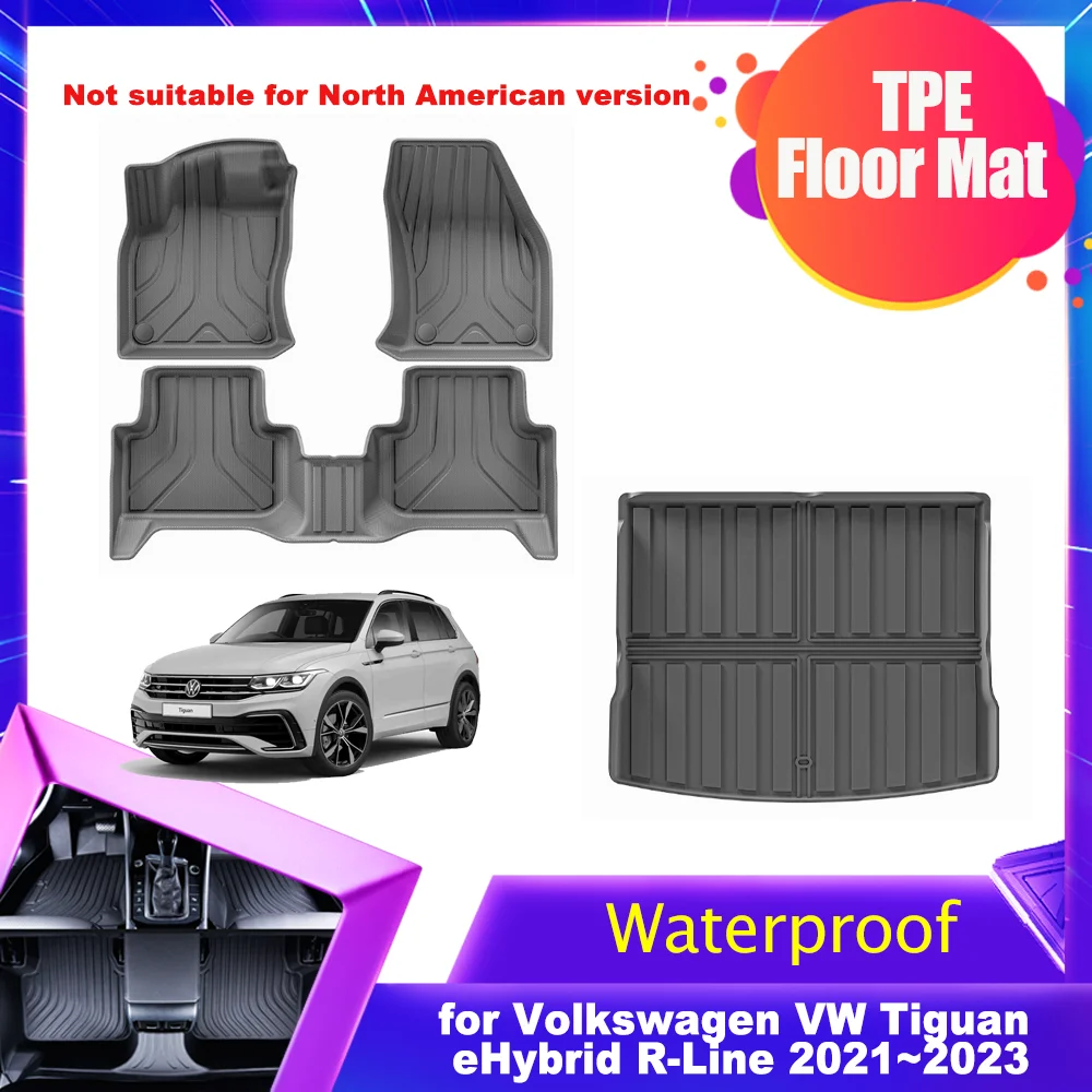 

Car Floor Mat for Volkswagen VW Tiguan eHybrid R-Line 2021~2023 2022 TPE Foot Liner Trunk Pad Waterproof Cushion Part Accessorie
