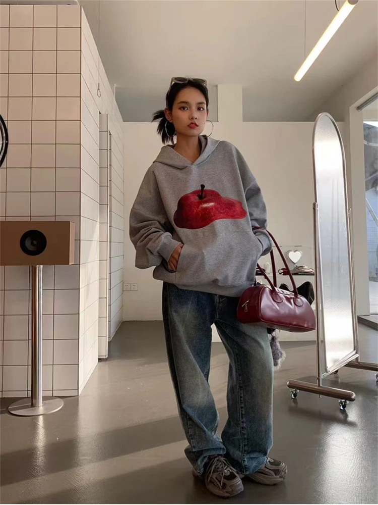 LOTDOOTN surdimensionné américain Sle rétro pull décontracté à manches longues manteau Sweat-shirt à la mode automne Cool confortable Harajuku pull