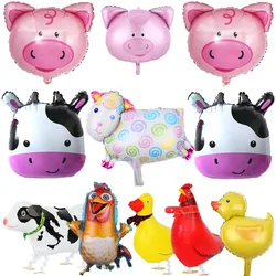 Globos de cerdo de animales de granja, decoración de fiesta de cumpleaños, vaca, cerdo, Mini animales inflables, favores, Baby Shower, niñas
