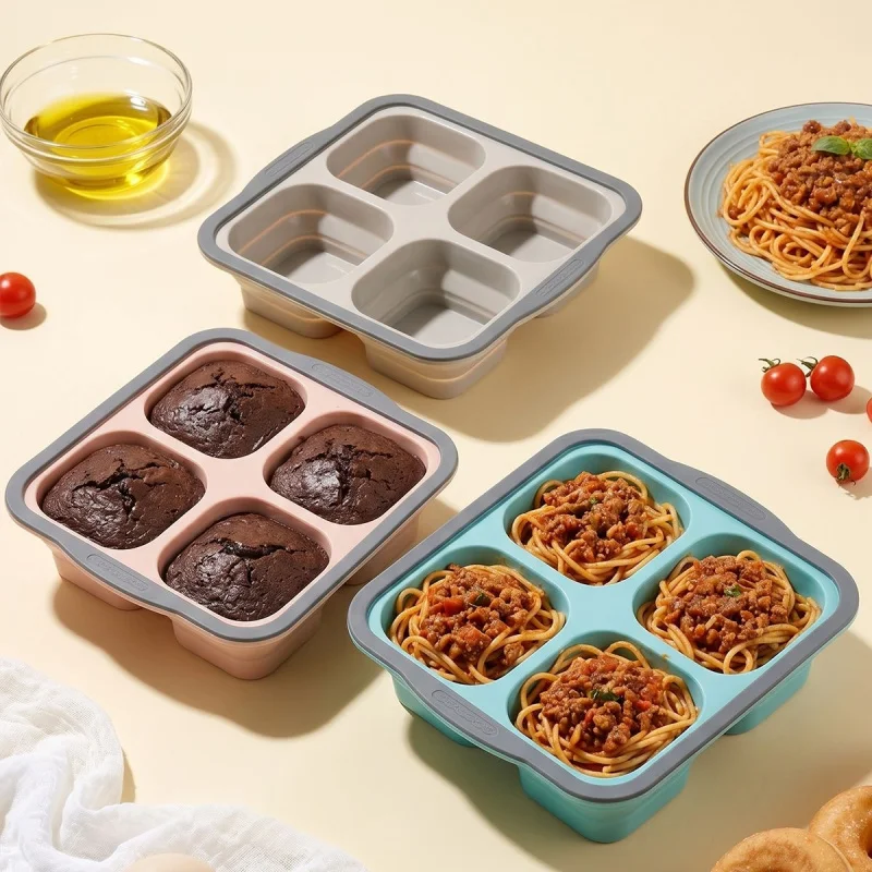 Silicone divided lunch box, food freezer box, storage box, fresh-keeping lunch box, kitchen food storage mold