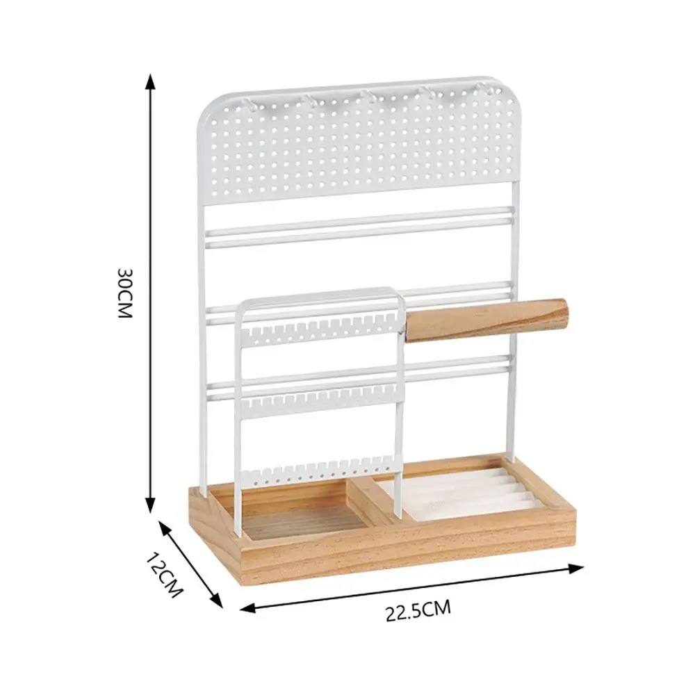 Display Holder Wooden Necklaces Easel Metal with Hooks Bracelet Display Solid Wood Removable Jewelry Collection Rack