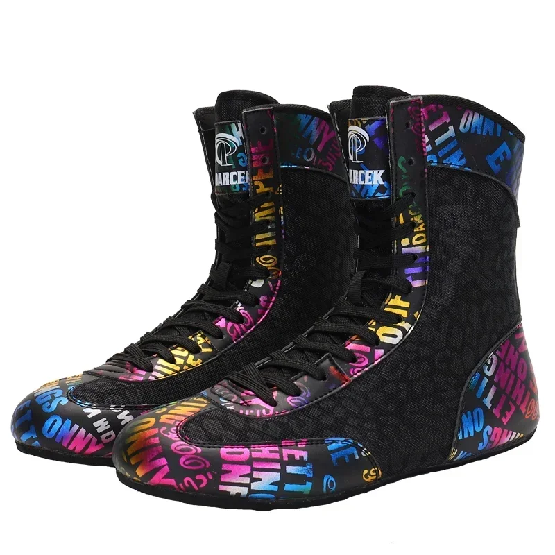 

Professional Wrestling Shoes for Men and Women with Lace-up Design, Anti-Slip Sneakers, Perfect for Massage and Boxing