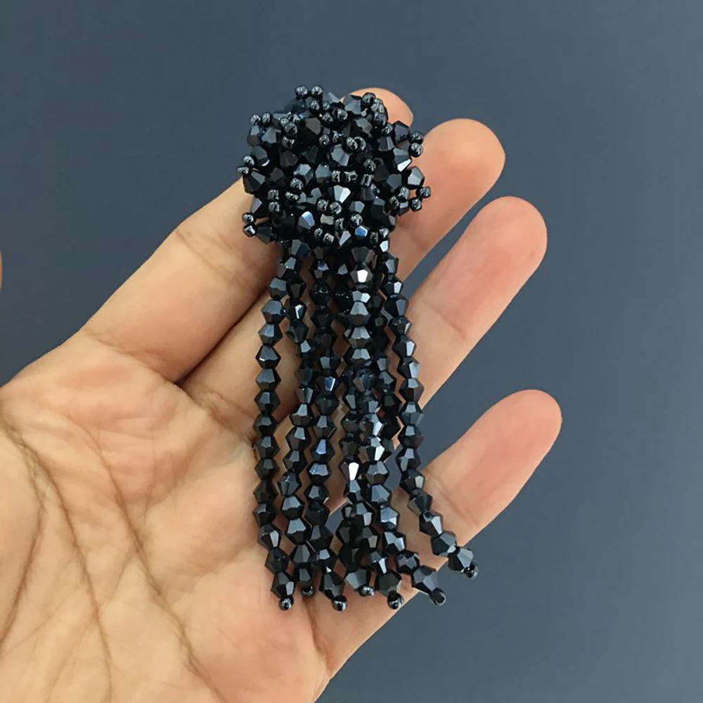MAXSIN FUN 1 Pc High Quality Handmade Beaded Rhinestone Sticker Fringes Patch for Clothing Shoes Bag Decorative DIY