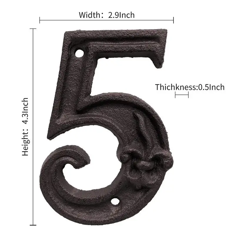 Unique House Number Cast Iron Metal Antique Doorplate Address Numbers Apartment Street Address Plaque Decor Attractive