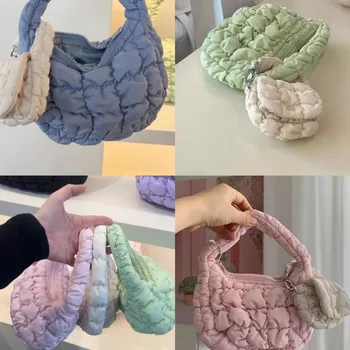 2024 새로운 Cos 미니 구름 패턴 만두 가방 캔디 색상 여성 핸드백 Crinkly 신선한 스타일 미니 Bolso Por Mujer 