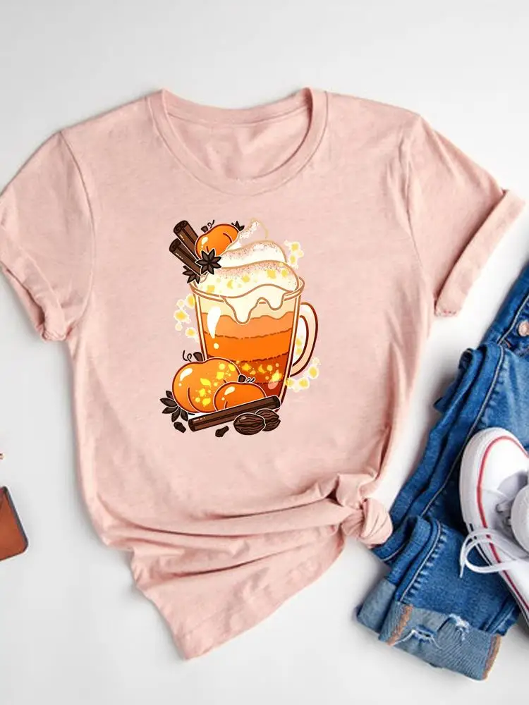 

Pumpkin Spice Trend Thanksgiving Tee Top Clothes Halloween Fall Autumn Ladies T-shirt Basic Women Graphic Print T Shirt Clothing