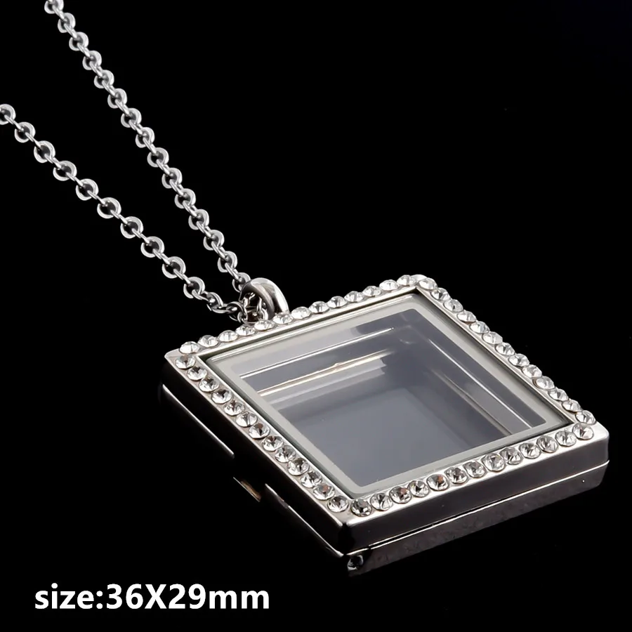 Rechteckige Ellipse Wassertropfen Hundeknochen Herz Medaillon Halskette für Damen Herren Schmuck Magnet Glas Erinnerungs-Strass-Medaillons Geschenk – Detail 7