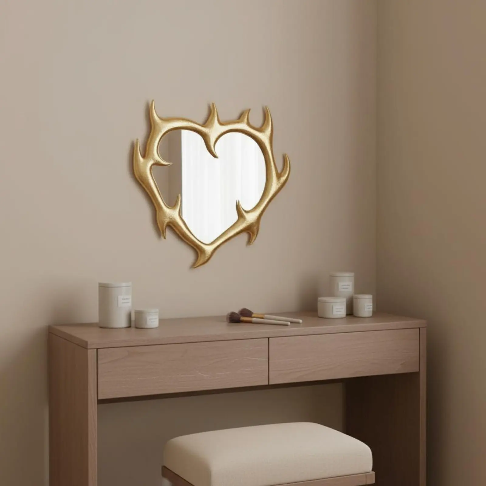 Antler Frame Mirror Artistic Design Ornate Wall Mirror Home Decor Light Luxury Design House Decoration for Vanity Table