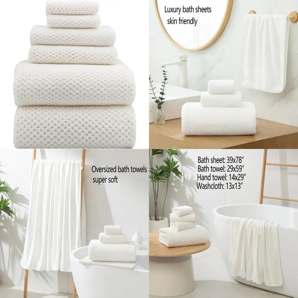 

Luxury Oversized Bath Sheets Set of 6 Extra Large Soft Shower Towels for Adults Bathing Essentials