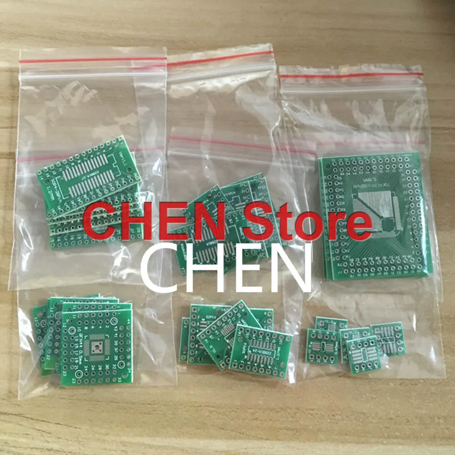 30PCS PCB Board Kit SMD Turn To DIP Adapter Converter Plate Circuit Board FQFP HTQFP QFN48 SOP SSOP TSSOP Prototype PCB Set