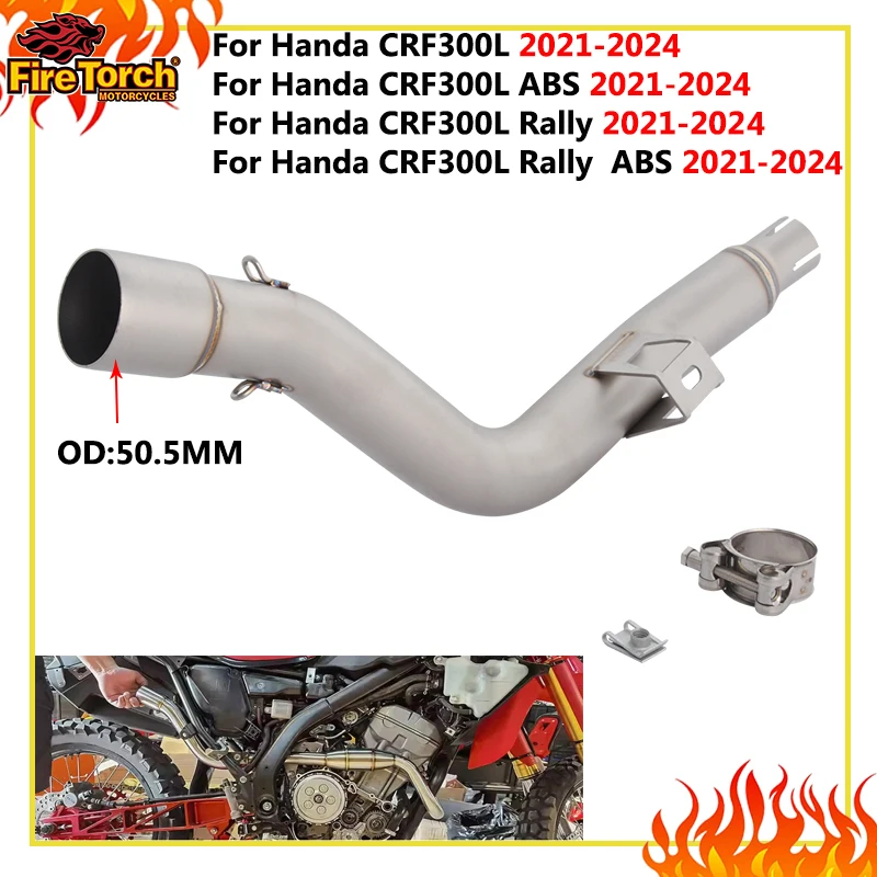 Slip-On-Auspuffanlage für Honda CRF300L ABS Rally 2021 - 2024 Motorrad Auspuffsystem Krümmerrohr Mittelrohr 51mm Schalldämpfer