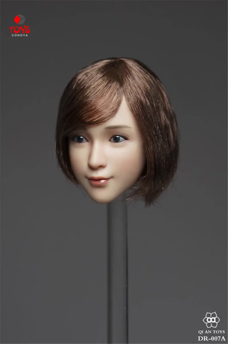 QI AN TOYS DR-007 1/6 Scale Asian Girl Head Sculpt Fit 12-inch PH TBL Female Action Figure Body Dolls Model