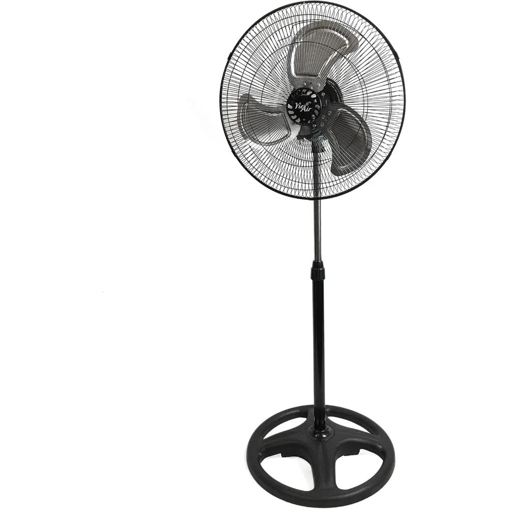 18 Inch Industrial Heavy Duty Pedestal Oscillating Metal Stand Fan, Black