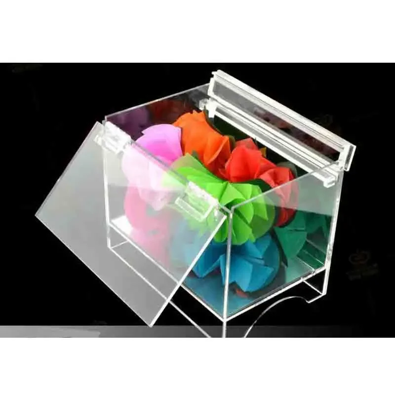 Crystal Box  Magic Tricks Appearing Flower Transparent Box Acrylic Material Stage Fire Magia Close Up Accessories Props