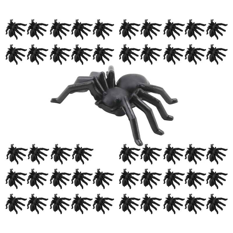 -A15I 50X Plastic Black Spider Trick Toy Halloween Haunted House Prop Decor