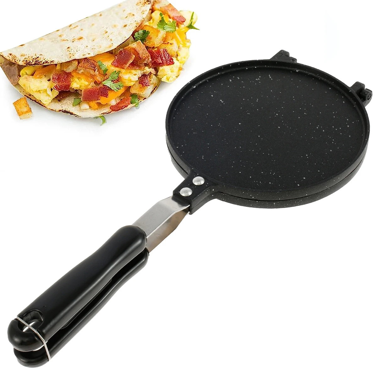 Tortilla Press Pan Non-Stick Flour Tortilla Press with Bakelite Handle Heavy-Duty Aluminum Tortilla Dough Press Pan Multipurpose