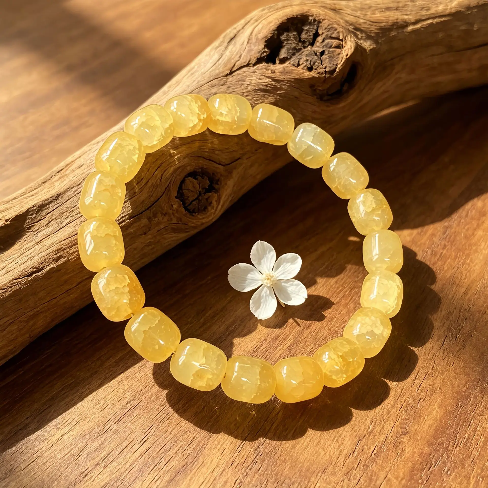 Fashion Yellow Citrine Crystal Bracelet For Women 8MM Natural Stone Beads Bracelet Elastic Wristband Female Party Jewelry Gift