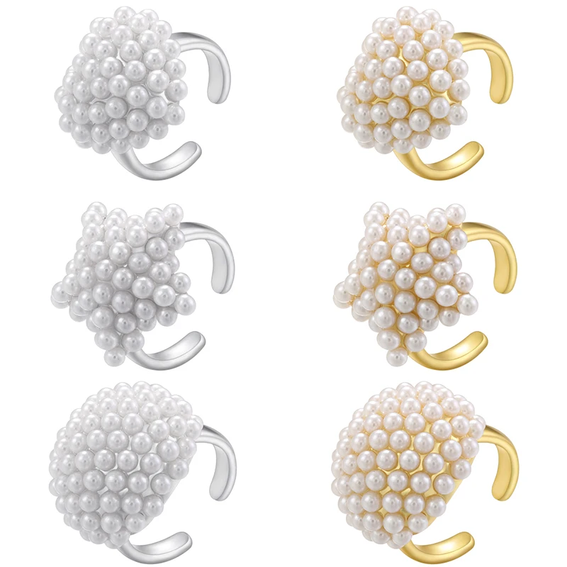

ZHUKOU 3 styles 18K copper and gold-plated pearl ring ladies fashion jewellery available for wholesale:VJ635-VJ636