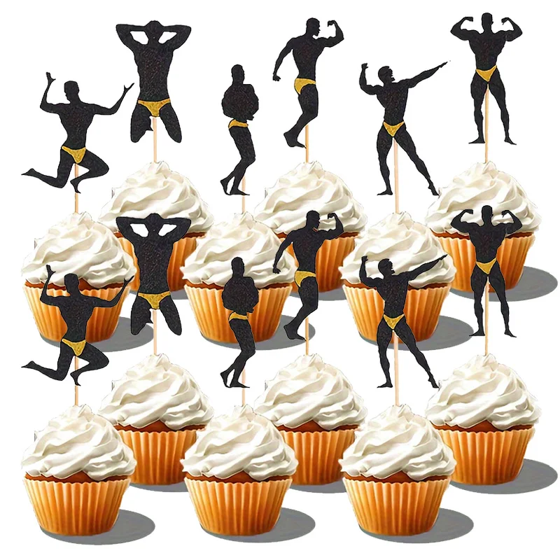 

12pcs Bachelorette Party Cupcake Toppers Male Dancers Strippers Dessert Cupcake Picks Hen Night Party Cake Decoration Supplies
