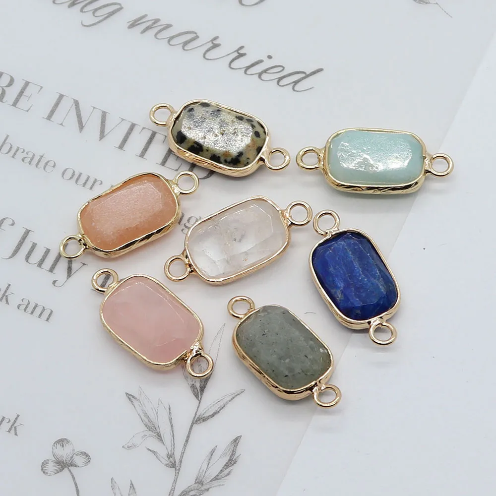 

Natural Stone Connector Pendants Crystal Quartz Lapis Lazuli Aventurine Pendants for Jewelry Making DIY Necklace Bracelet Charms