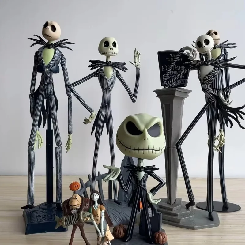 The Nightmare Before Christmas Jack Skellington Pumpkin King Human Skeleton Anime Figure Exquisite Car Ornaments Halloween Gifts