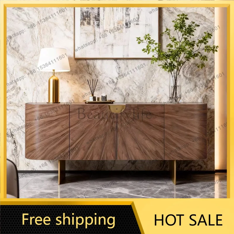 Factory Direct Sales Italian Light Luxury Walnut Veneer Locker Medieval Marble Locker