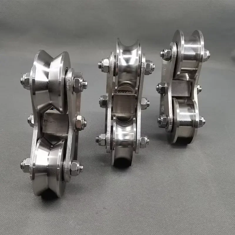Heavy Duty 304 Stainless Steel Sliding Door Track Double Wheel V Groove U Groove H Bearing Pulley Customizable Foshan
