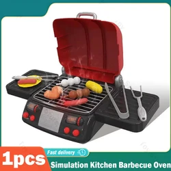 Simulation Kitchen Barbecue Toys for Girls Electric Barbecue Oven Pretend Play Food BBQ Toy Set Play Role Montessori House Play