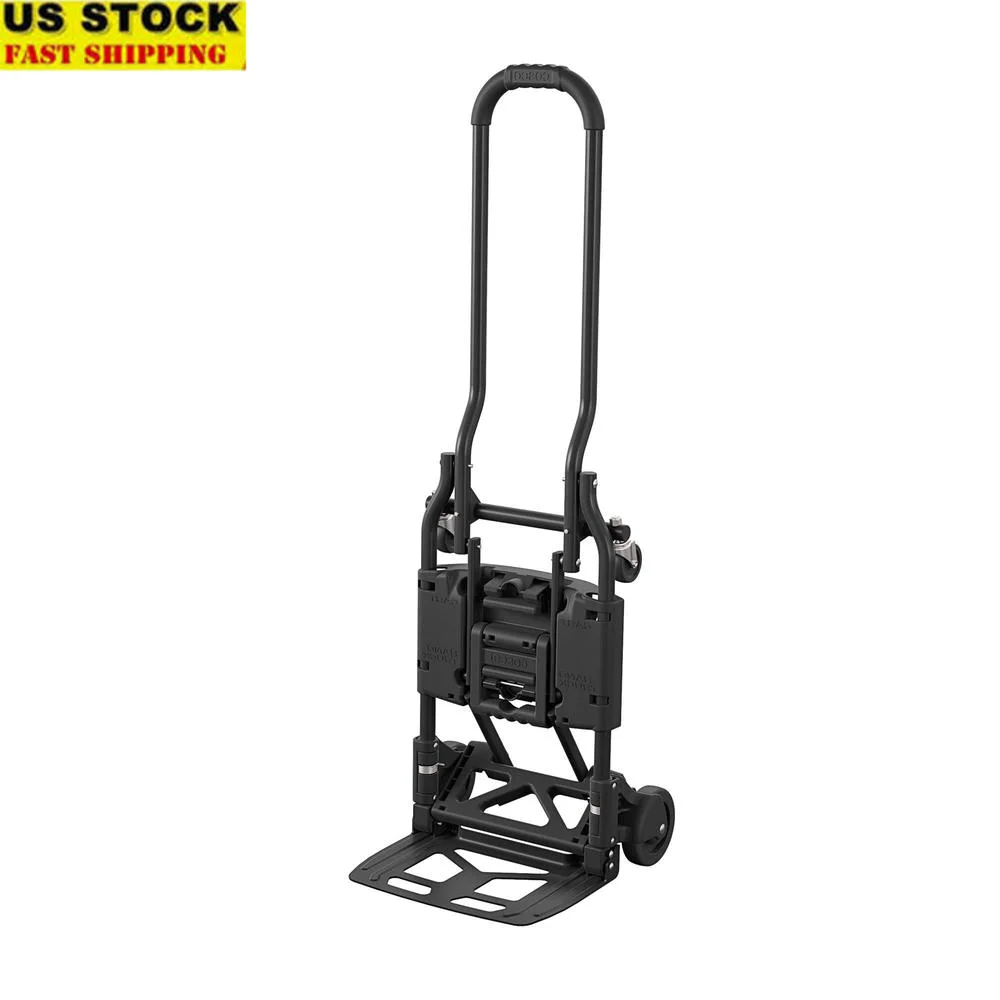 

2 in 1 Folding Hand Truck Multi Position Cart Heavy Duty Steel Frame 300lbs Capacity Easy to Use Lightweight Portable Storage