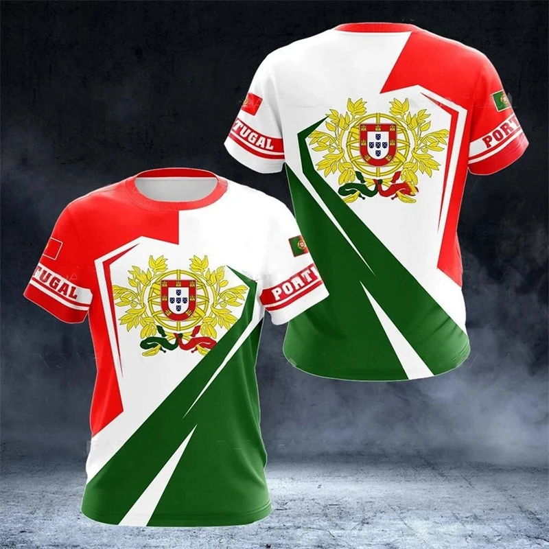 PORTUGAL 3D-Druck Sport Schnelltrocknend Atmungsaktiv Herren T-Shirt Outdoor Fußball Trikot Team Fan Eltern-Kind Kurzarm Kleidung Top