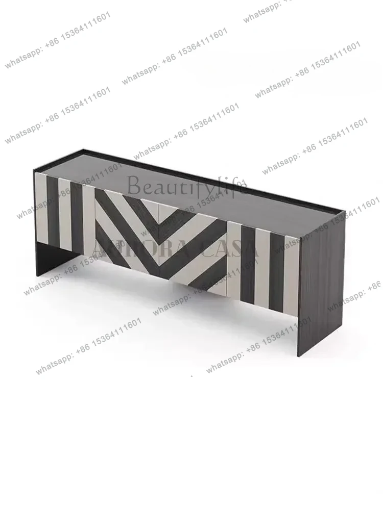 

Medieval Italian minimalist designer zebra pattern dining side cabinet entry door entrance entrance cabinet decorative cabinet