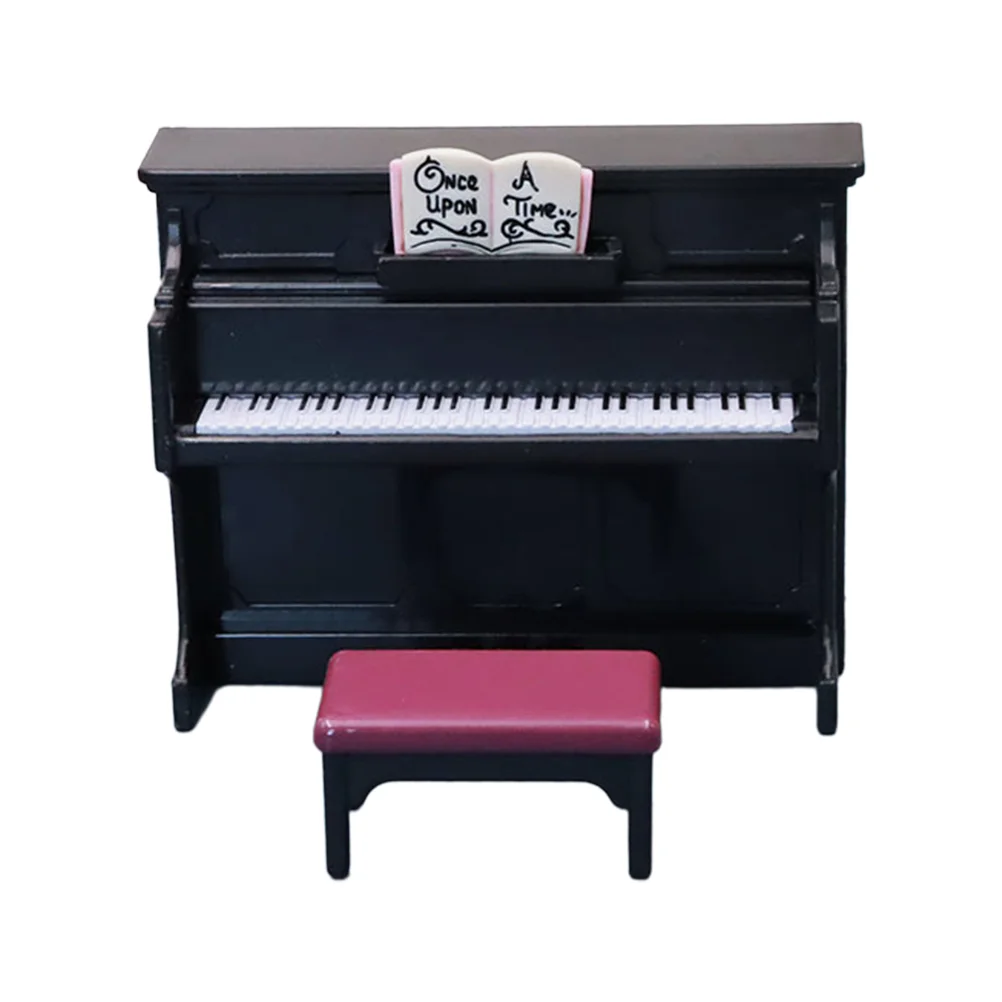 Mobili per la casa in miniatura Ornamento per pianoforte Giocattolo Giocattoli in miniatura Accessorio decorativo in plastica nera