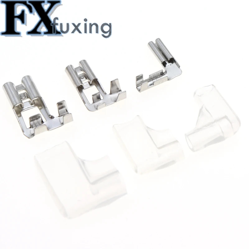 100sets  2.8mm 4.8mm 6.3mm  Flag-shaped Plug Spring + Elbow Sheath Of Plug-in Cold-pressed Terminal Switch Wire Connector Hot