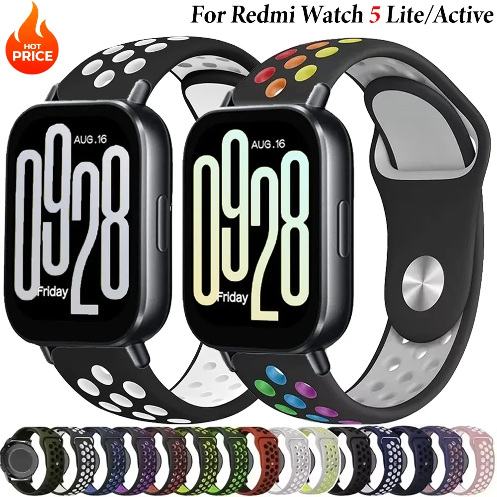 

22mm 20mm Silicone Strap For Redmi Watch 5 Active/Lite Sports Breathable Bracelet Wristband For Huawei Watch GT5-4-3-2 Pro Belt