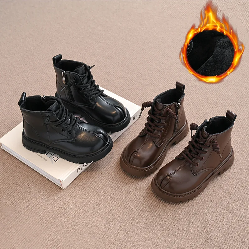 

Children's Autumn Winter New Fashion Boots Girls' Velvet Warm Soft-soled Non-slip Cotton Shoes Size 26-36