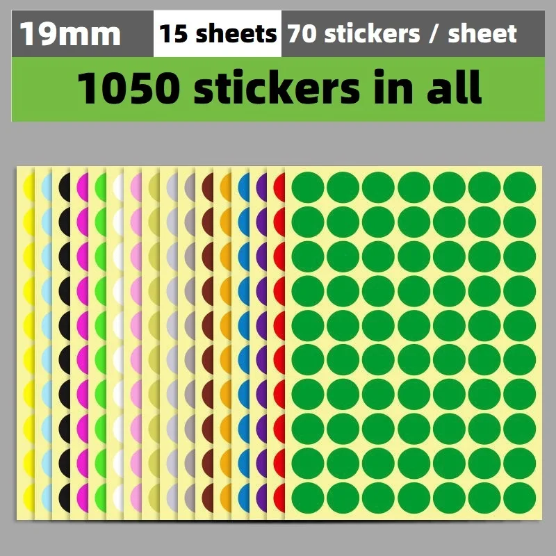 19mm Colorful Color Circle Round Color Coded Adhesive Label Dot Stickers