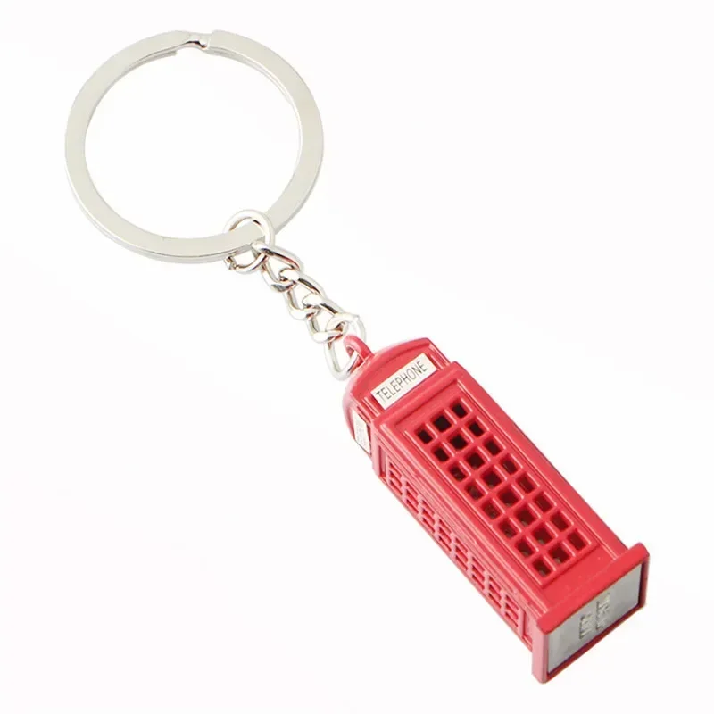 London Red Bus Key Chain with Charm Pendant