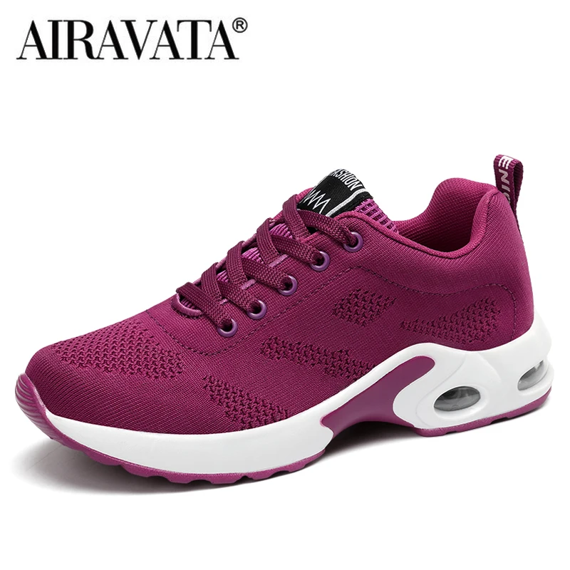 Women's Fashion Air Cushion Sports Running Flat Soft Bottom Sneaker Mesh Breathable Casual Shoes