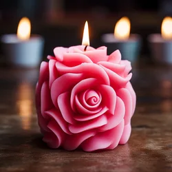 3D Rose Pillar Candle Silicone Mold Handmade Valentine's Day Flower Bouquet Soap Gypsum Resin Molds Wedding Decor Crafts Gifts