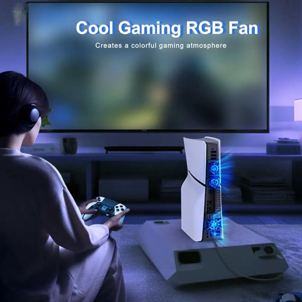 Вентилятор с подсветкой, турбонагнетатели для Ps5, тонкий вентилятор для Ps5, тонкая консоль, мощная вентиляция Rgb, светильник, тихие вентиляторы для Ps5