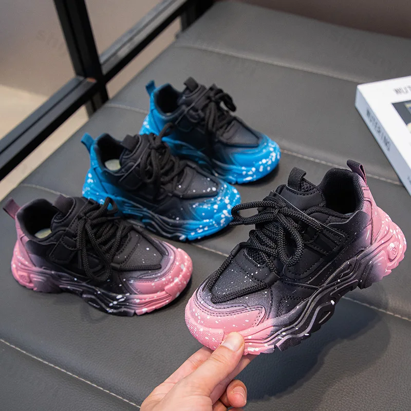 

Детские кроссовки, новинка 2023 года, весна-осень, модная повседневная обувь с перекрестной завязкой для мальчиков, уличные нескользящие удобные кроссовки для девочек