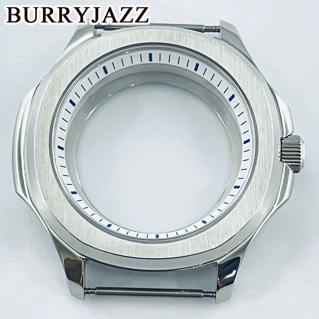 

BURRYJAZZ 40mm NH35 NH36 NH34 NH38 NH70 NH72 Watch Case Waterproof Sapphire Glass Silver Watch Case