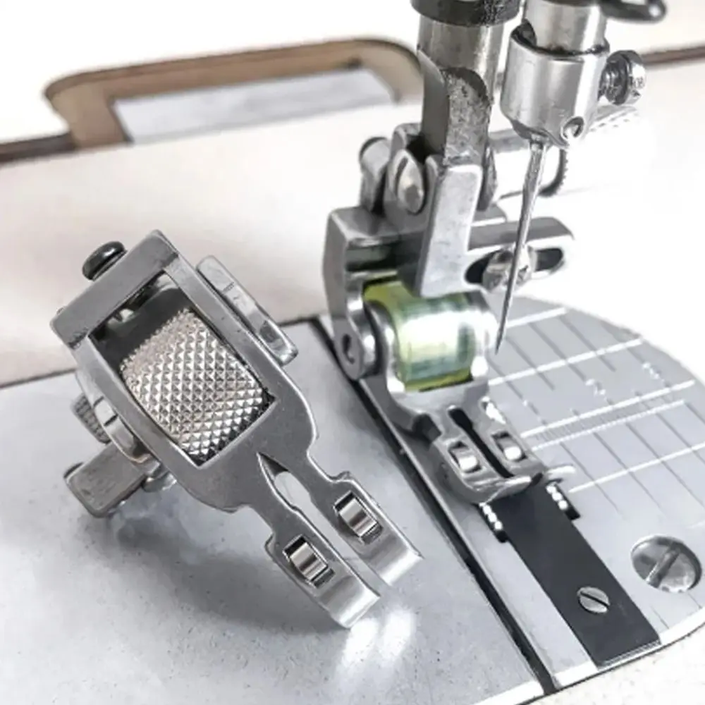 Universal Steel Presser Foot, 3 Roller Presser, ajustável, esquerda e direita, roda estreita, 4 tipos