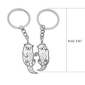 2パックアニマルキーチェーンセットカーキーチェーンカツターキーホルダーステンレススチールバッグペンダントベストとカップルのためのギフト 8ベストセールスオッターキーチェーン - №7